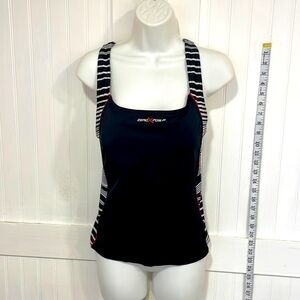 Zero XPusor razorback, tankini, black &  white w/red accents size 14